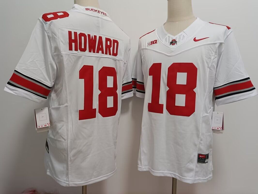 Men Ohio State Buckeyes #18 Howard white 2024 NCAA Nike jersey